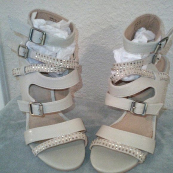 Strappy Open Toe Block 5" Heels - Picture 1 of 5